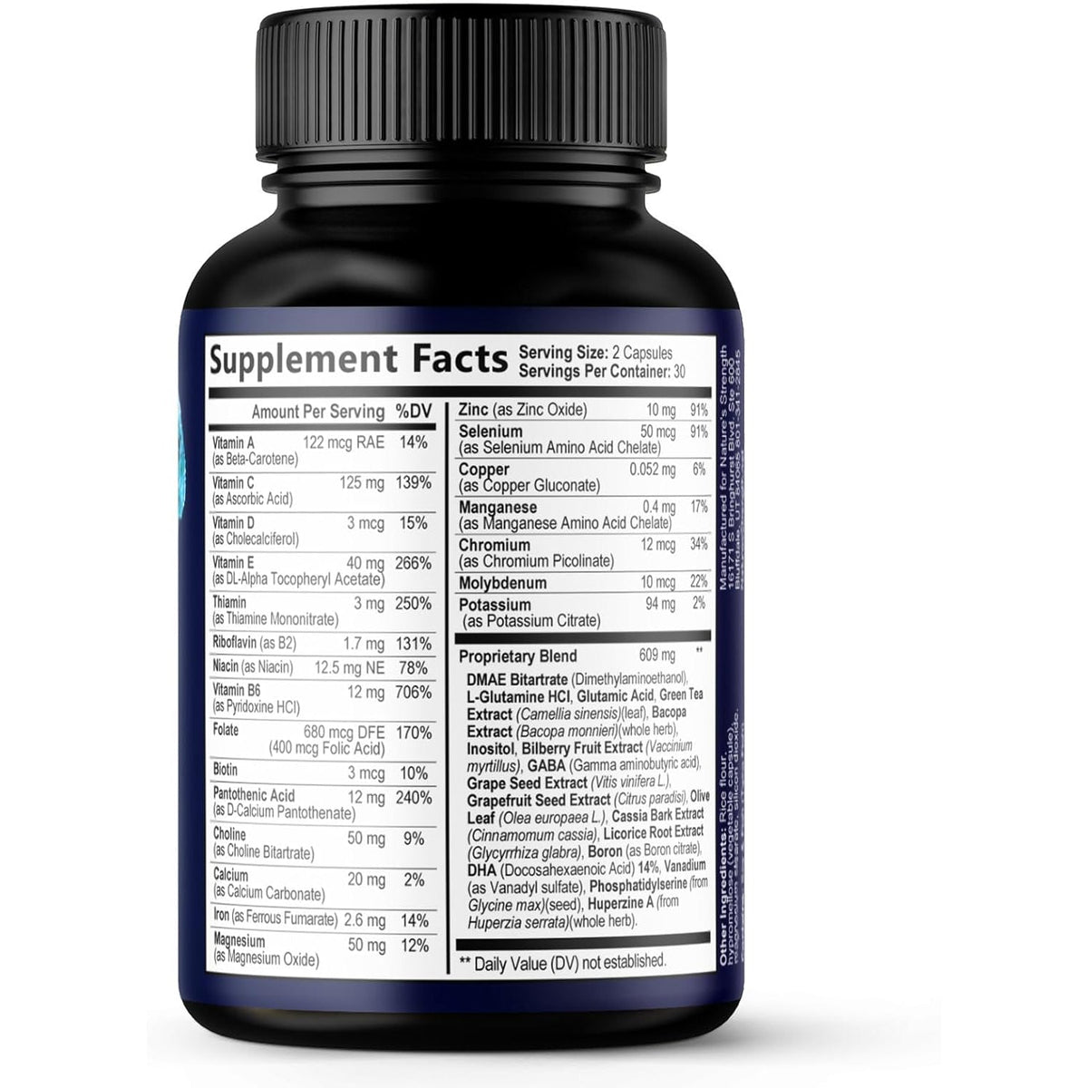 Brain Memory Supplement Pills - 3X Strength Nootropics for Concentration, Clarity & Focus Support - Brain Health Cognitive Vitamins with Bacopa, Phosphatidylserine & DMAE, Brain Booster - 60 Capsules