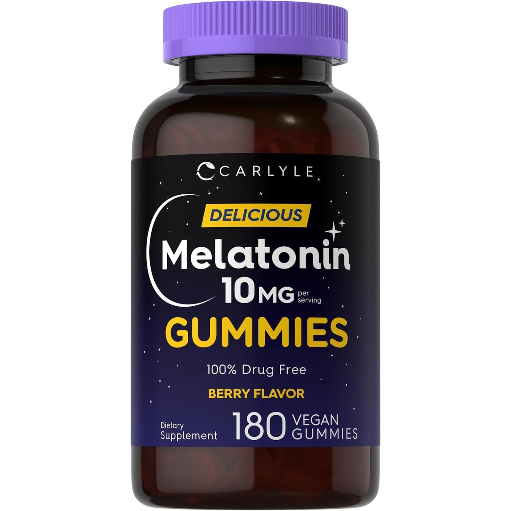 Carlyle Melatonin Gummies 10Mg | 180 Count | Adult Drug Free Aid | Berry Flavor | Vegan, Non-Gmo, Gluten Free Supplement
