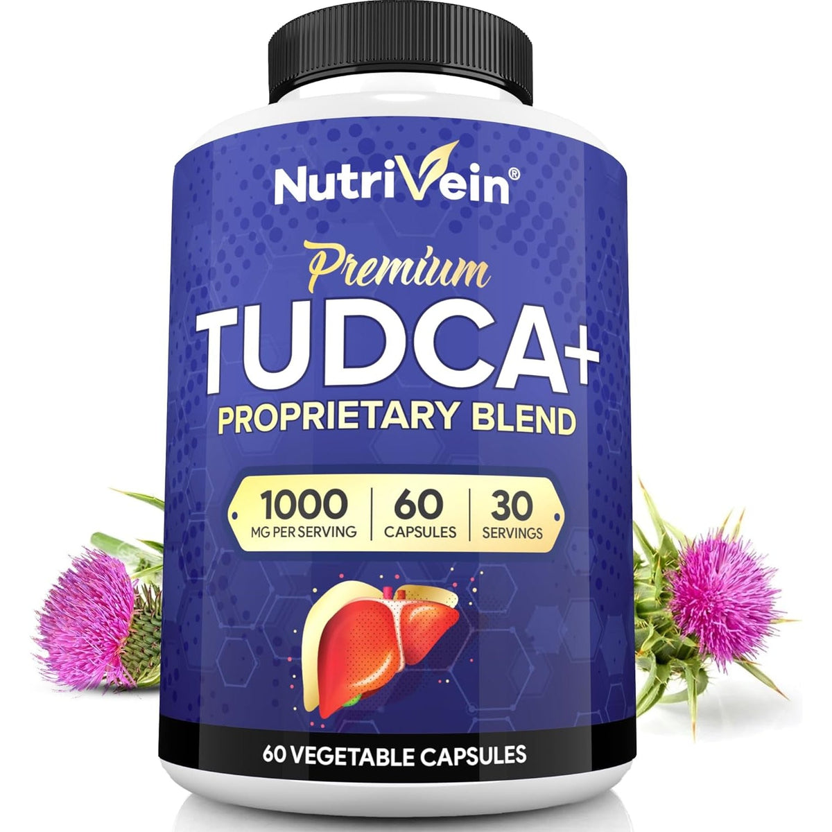 Nutrivein Premium TUDCA+ Liver Support Supplement 1000Mg - 30 Day Supply (60 Caps): TUDCA Supplement Bile Salts for Liver Wellness