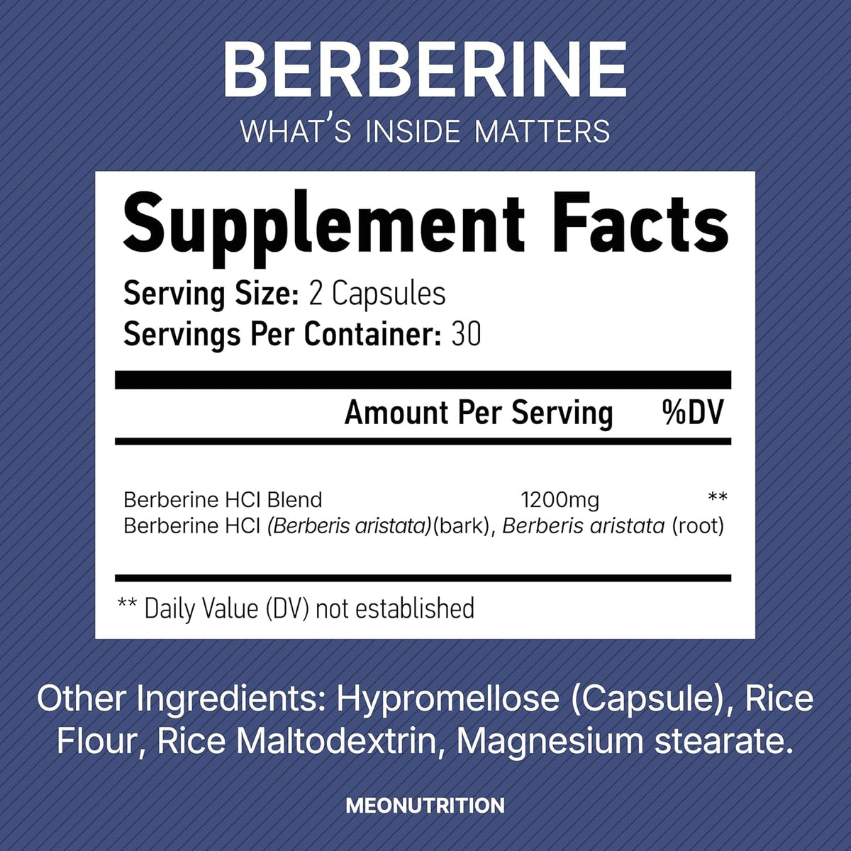 Berberine Supplement 1200Mg HCI - 60 Capsules, 3Rd Party Lab Tested, Non-Gmo, GMP Certified - Supports Metabolic Health & Overall Wellness
