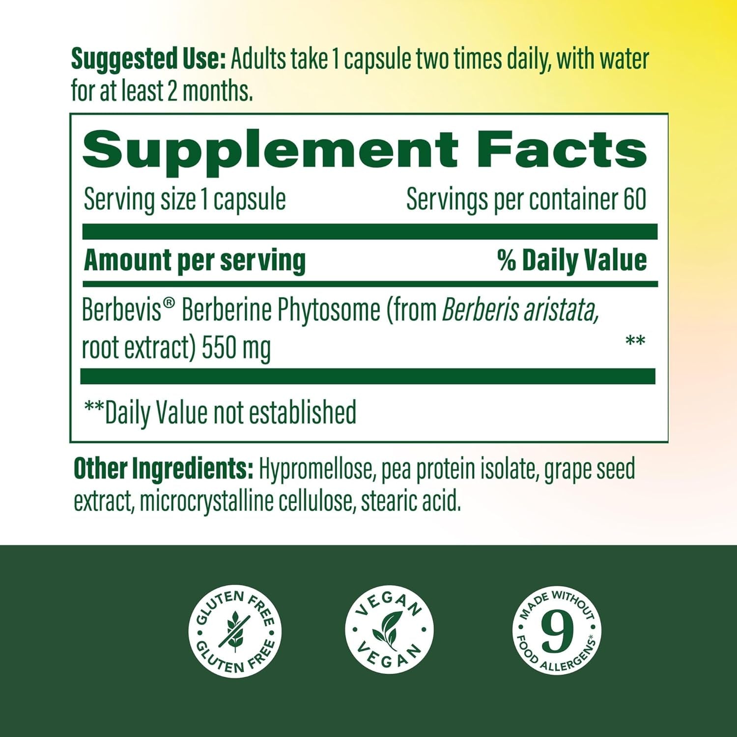 Megafood Berberine Phytosome - Berberine Supplement 550 Mg per Serving, 1100 Mg Daily - 9X Absorption - Supports a Healthy Metabolism & Cholesterol Levels - Vegan - 60 Capsules, 30 Day Supply