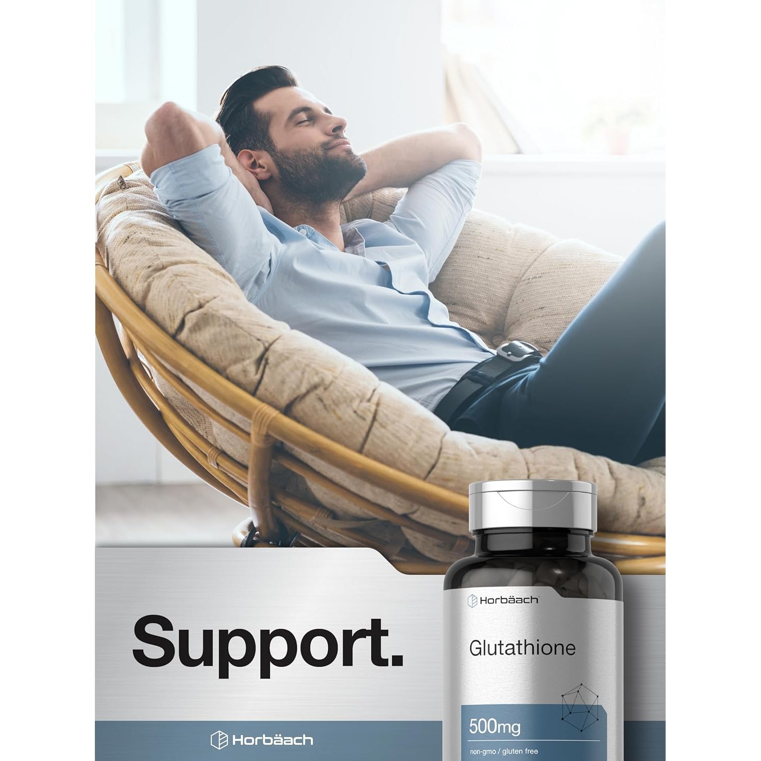 Horbäach Glutathione 500Mg | 60 Capsules | Reduced Form | Non-Gmo & Gluten Free Supplement