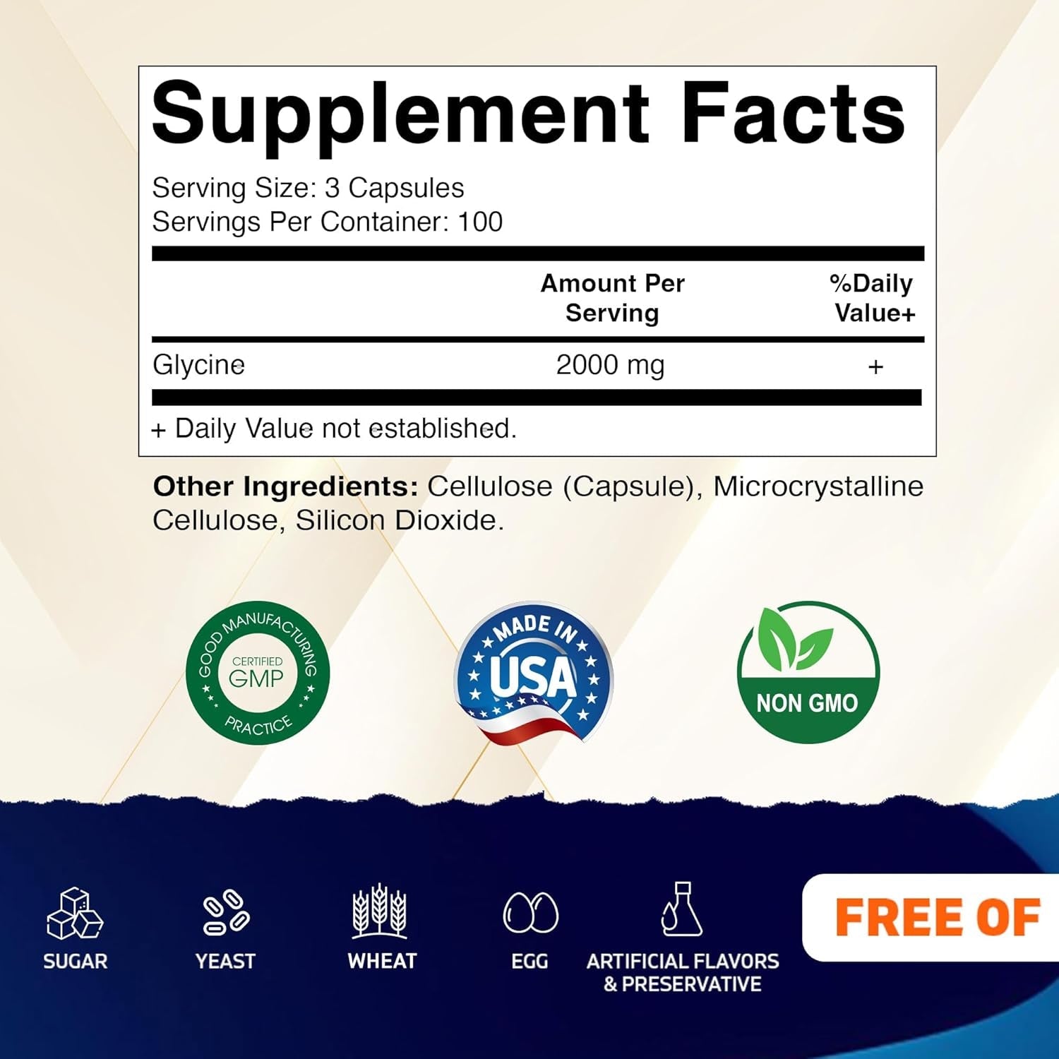 Vitamatic Glycine Supplement, 2000Mg per Serving, 300 Count, Non-Gmo, Gluten Free