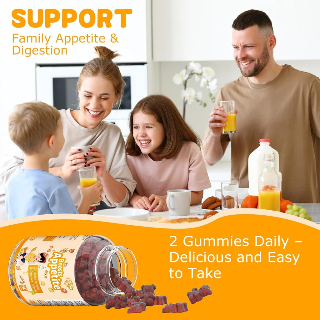 Appetite Booster Gummies for Kids Adults – Natural Blend of Hawthorn Zinc Carrot Supports Digestion Helps Increase Appetite, Promotes Healthy Eating Habits for Picky Eaters (Mixed Fruit Flavor)