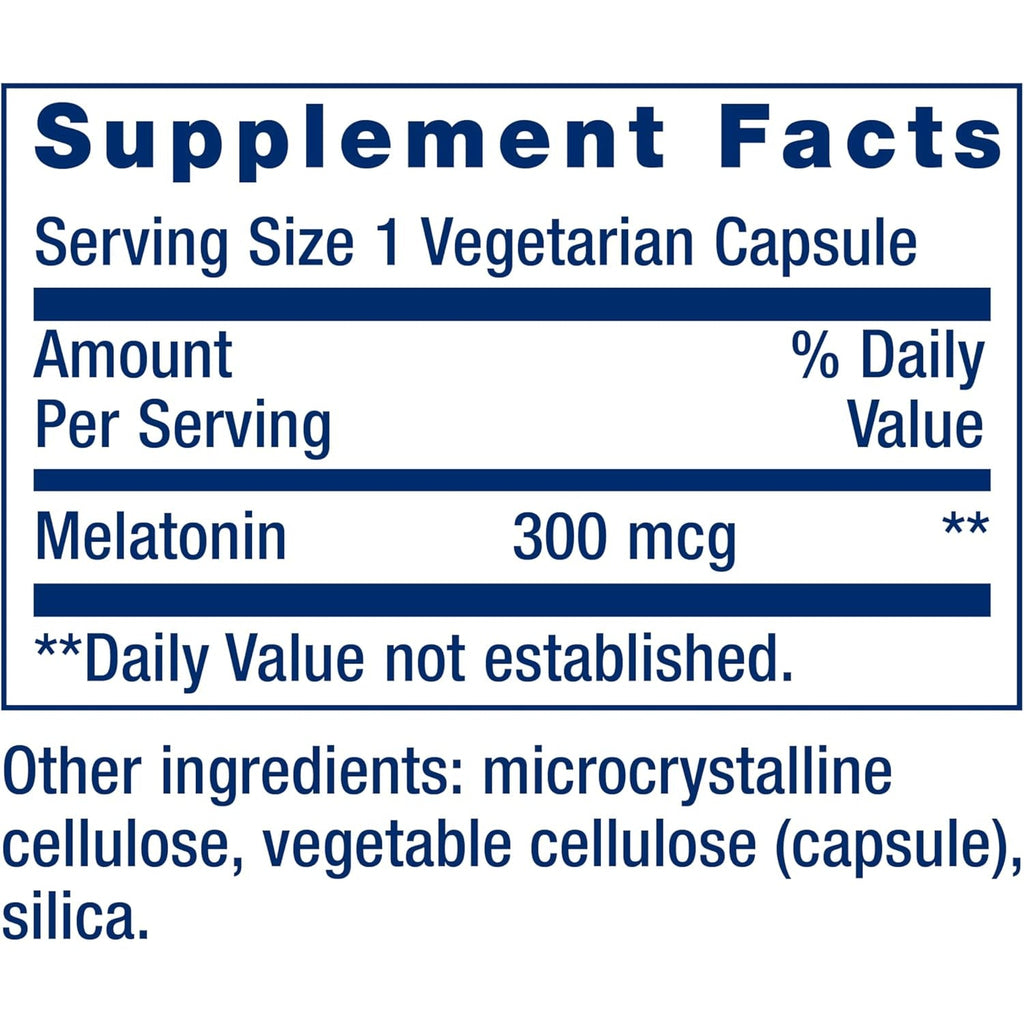 Life Extension Melatonin, 300 Mcg, Gentle Sleep Support, Healthy Circadian Rhythms, Cellular Defense, Gluten-Free, Non-Gmo, Vegetarian, 100 Capsules