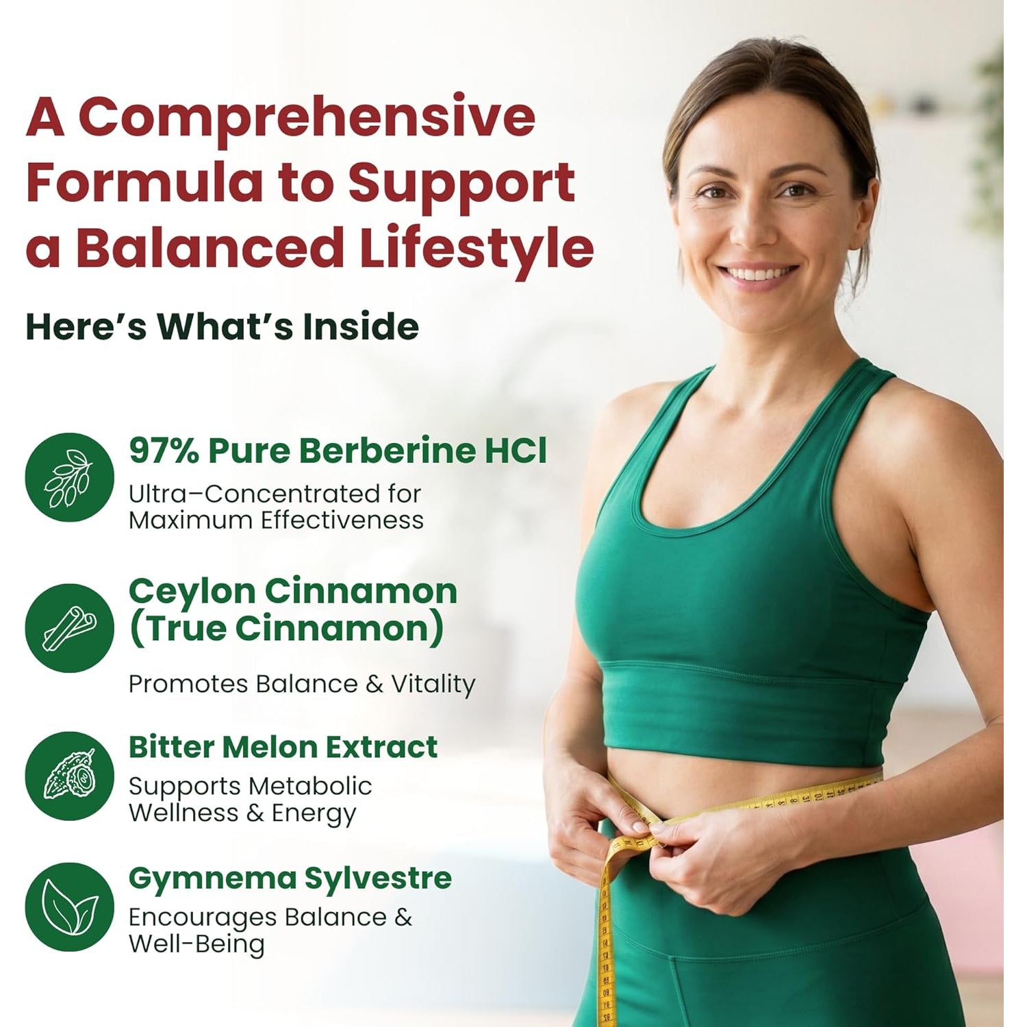 Forestleaf Berberine Supplement - 1300Mg per Serving - Ultra High Potency Berberine Hcl with Ceylon Cinnamon, Bitter Melon & Gymnema - GLP-1 Weight Management Support - 90 Caps