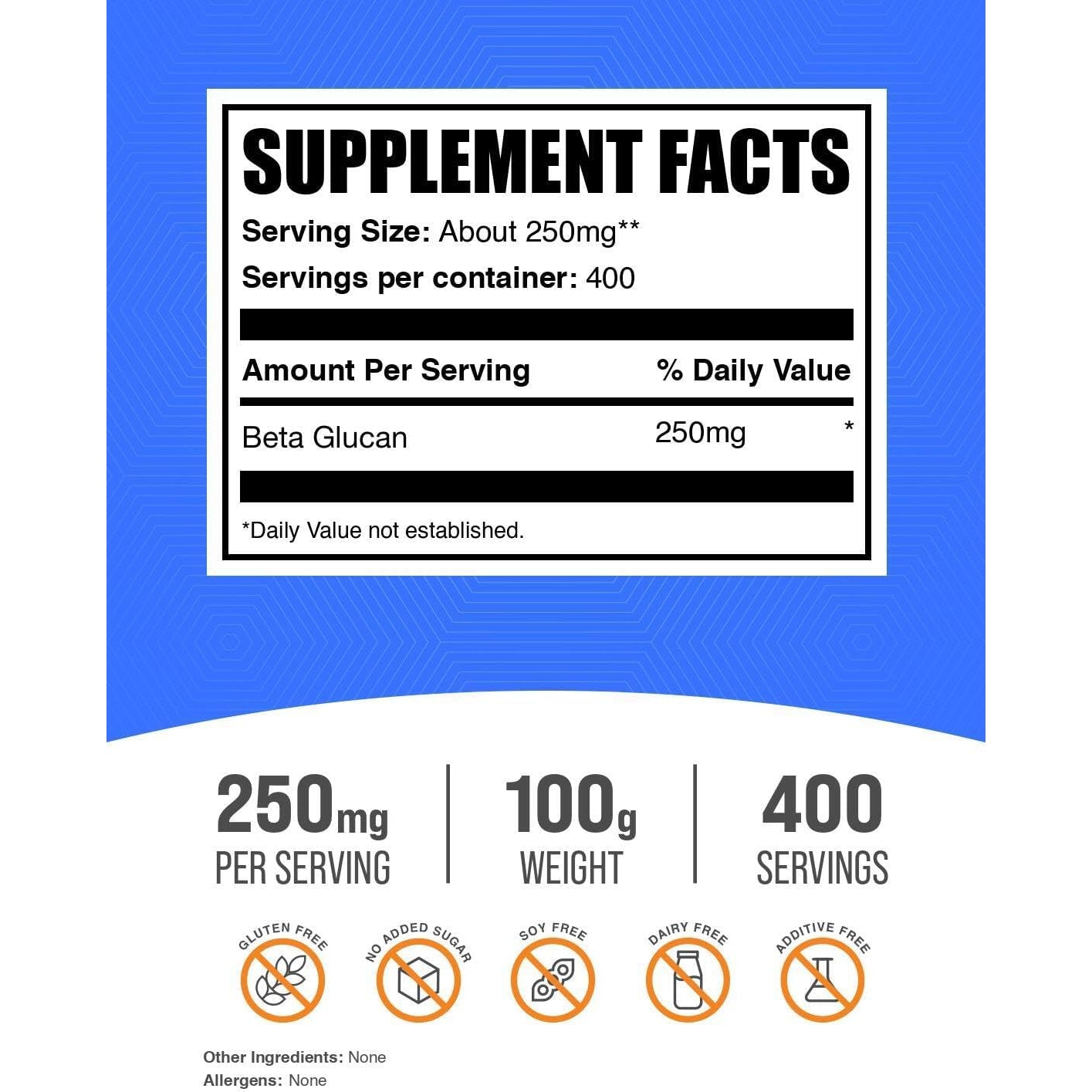 Bulksupplements.Com Beta Glucan Powder - 1,3/1,6, Beta Glucan Supplements - Vegan & Gluten Free Supplement, 250Mg per Serving, 100G (3.5 Oz) (Pack of 1)