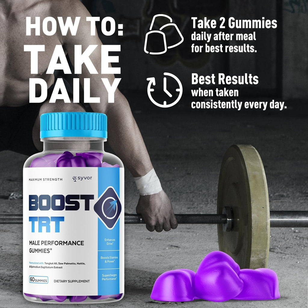 Boost TRT Gummies for Men, Official Boost TRT Male Performance Gummys with Natural Ingredients, Advanced Boosttrt Men'S Gummy Supplement with Maximum Strength Premium Vitamins (60 Gummies)