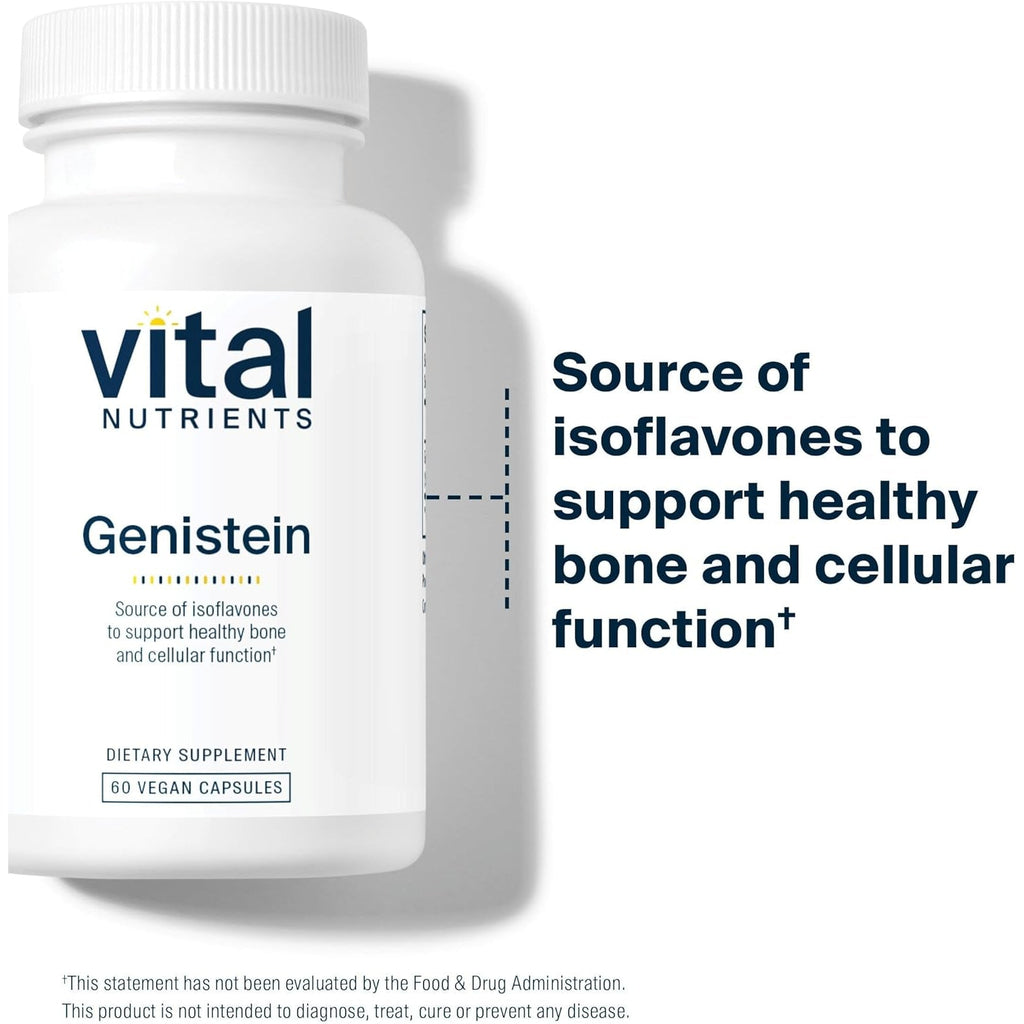 Vital Nutrients Genistein - Easily Absorbed Isoflavones for Bone Health Support* - Vegan Supplement - Gluten and Dairy Free - Non-Gmo - 60 Capsules
