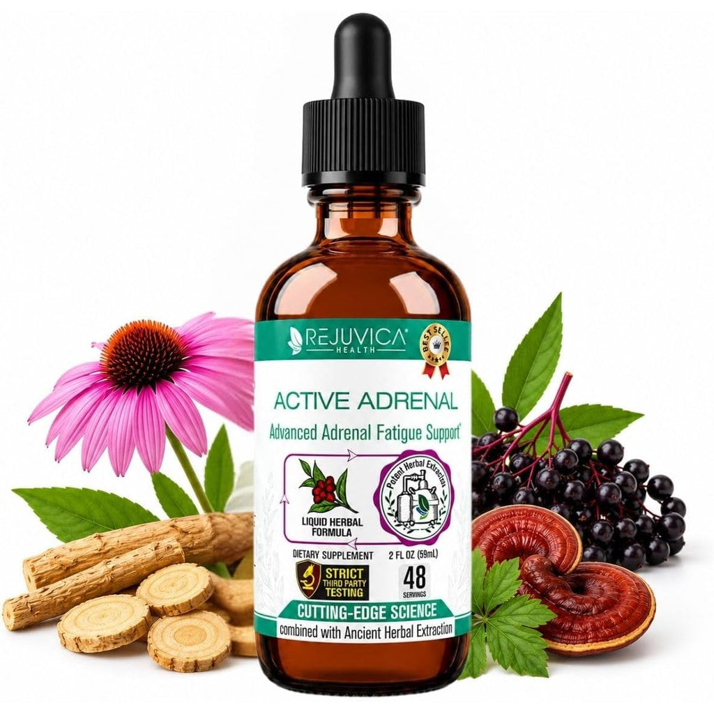 Rejuvica Health Active Adrenal - Advanced Adrenal Support Tincture - Liquid Delivery for Better Absorption - Ashwagandha, B-Vitamins, Magnesium and More