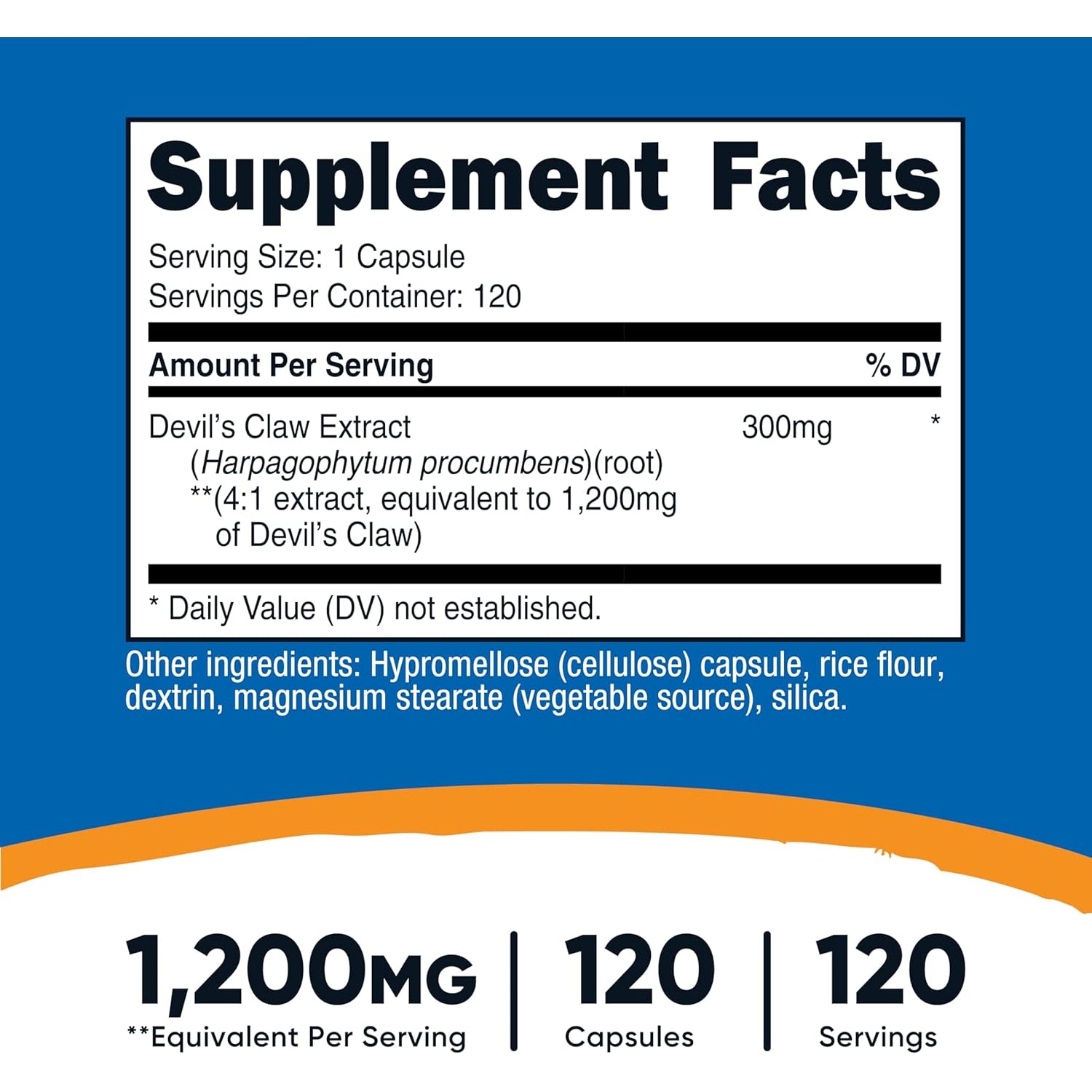 Nutricost Devils Claw Extract 120 Capsules for 120 Servings per Bottle - Vegetarian, GMO Free and Gluten Free