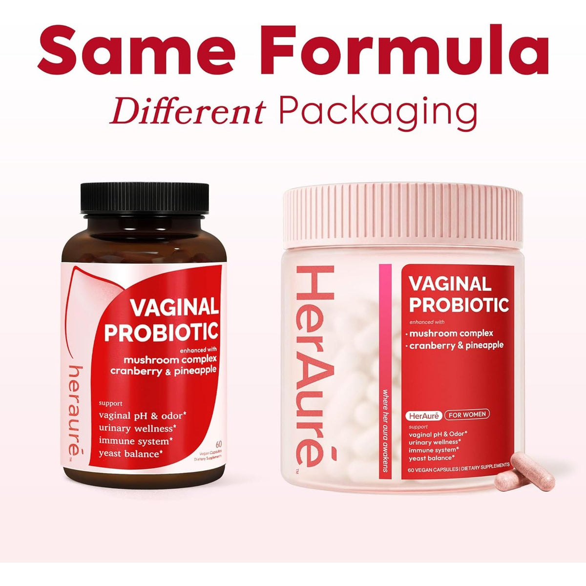 Heraure Vaginal Probiotics for Women - Ph Balance, Healthy Vaginal Odor, Vaginal Flora, Yeast Balance, Women Probiotics and Prebiotics, Immune Support - Prebiotics & Lactobacillus Probiotic,60Ct