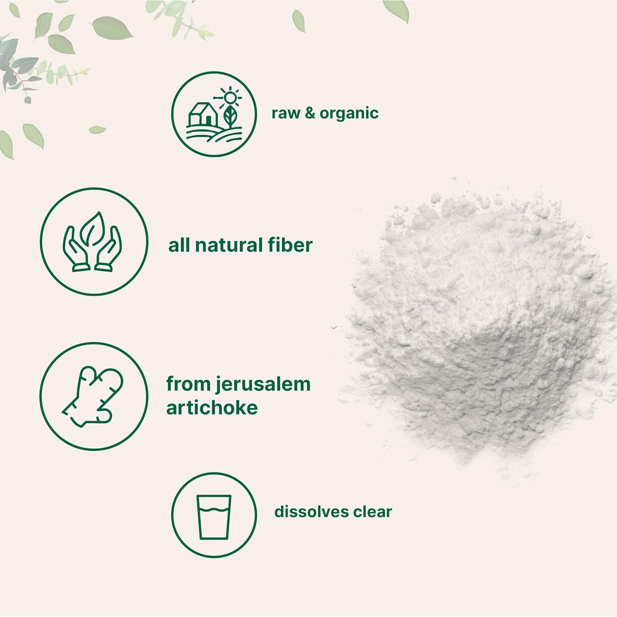 Micro Ingredients Organic Inulin FOS Fiber Powder, 2.2 Lbs | Quick Water-Soluble Prebiotic | Natural Fiber for Smoothies & Drinks | Vegan Friendly, Dissolves Clear