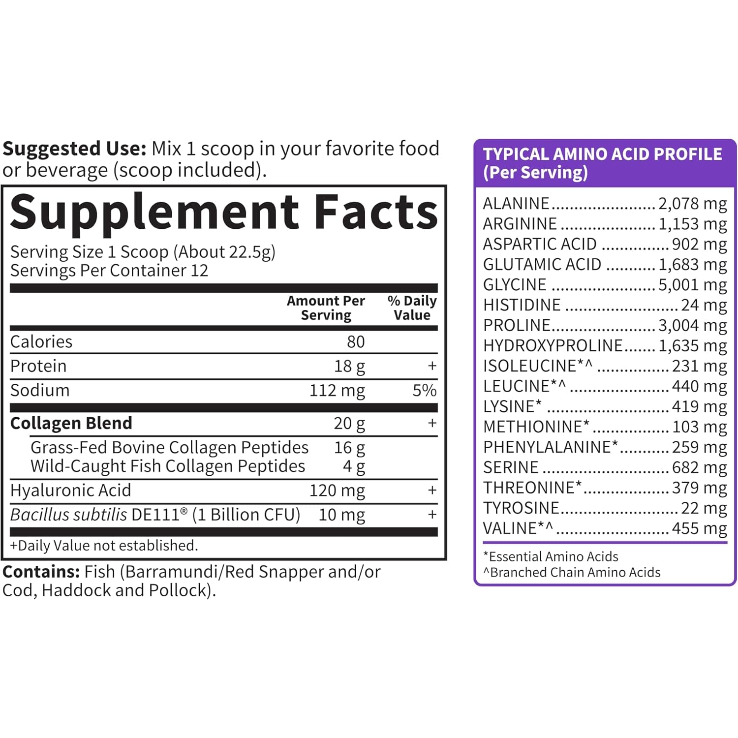 Garden of Life Marine & Grass-Fed Collagen Peptides Powder Supplement (Type I, III) with Probiotics, Bcaas & Hyaluronic Acid for Radiant Hair, Skin & Nails – Unflavored, 20G per Serving, 12 Servings