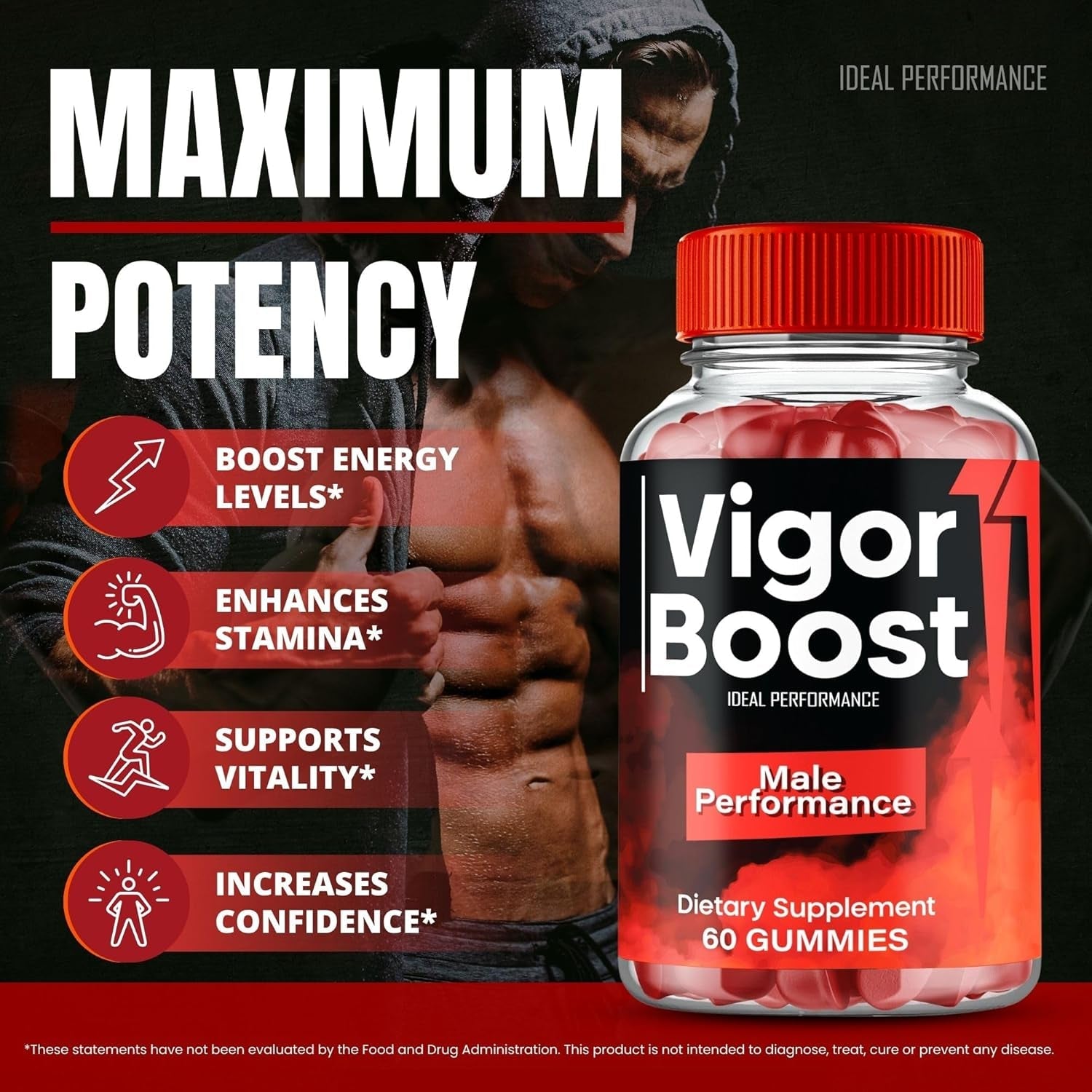 Vigor Boost Gummies, Official Vigorboost Supplement Gummy for Men - Maximum Strength Performance, All Natural Support for Overall Health & Wellness, Advanced Vigor Boost Health Reviews (60 Gummies)
