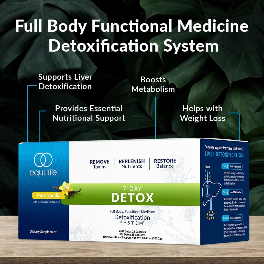 Equilife Dr. Cabral Detox, 7 Day Cleanse System, Plant Based Protein, Vitamins & Minerals, Supports Liver Detox, Promotes Healthy Weight Management & Full Body Balance, Vegan, Gluten Free, Vanilla
