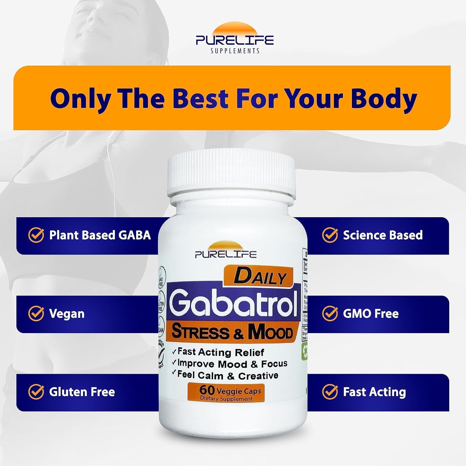 Gabatrol Daily – Plant Based GABA Supplement. Vegetarian and Vegan Friendly (60 Veggie Caps)