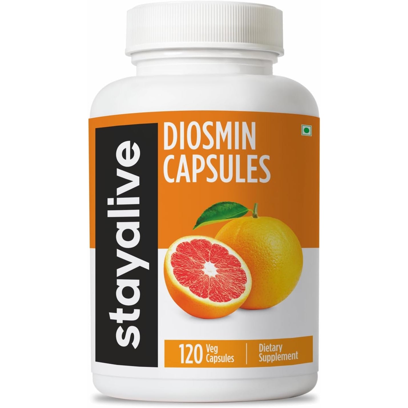 STAY ALIVE Pure Diosmin Complex 1000Mg Formula, 120 Capsules, Citrus Bioflavonoids Rich Fruit Extract, 2 Month Supply, 100% Vegetarian, Non-Gmo & Gluten Free Diosmin Supplement