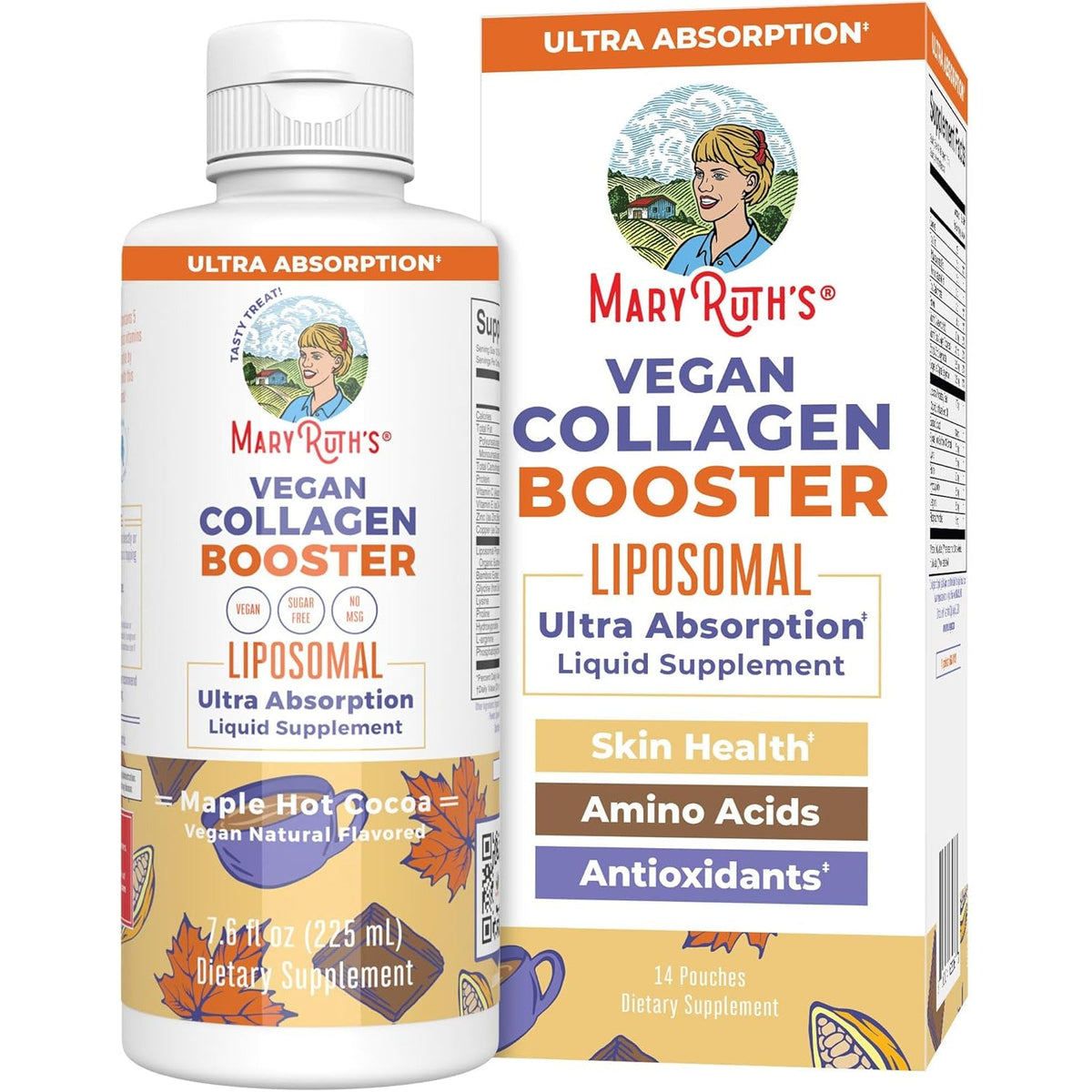 Maryruth Organics Collagen Booster Liposomal, Sugar Free, Liquid Collagen Booster with Vitamin C, Vitamin E, Zinc, Copper & Silica, Skin Care & Joint Support Supplement, Vegan, Non-Gmo, 7.6 Fl Oz