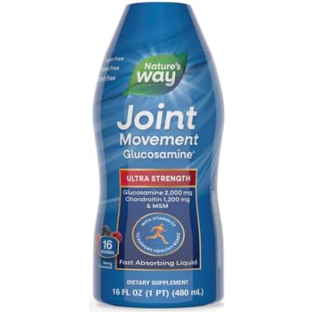 Nature'S Way Ultra-Strength Joint Movement Glucosamine Liquid, Glucosamine, Chondroitin, MSM with Vitamin D3 & Hyaluronic Acid, Fast-Absorbing Liquid, Joint Support Supplement*, Berry Flavored, 16 Oz