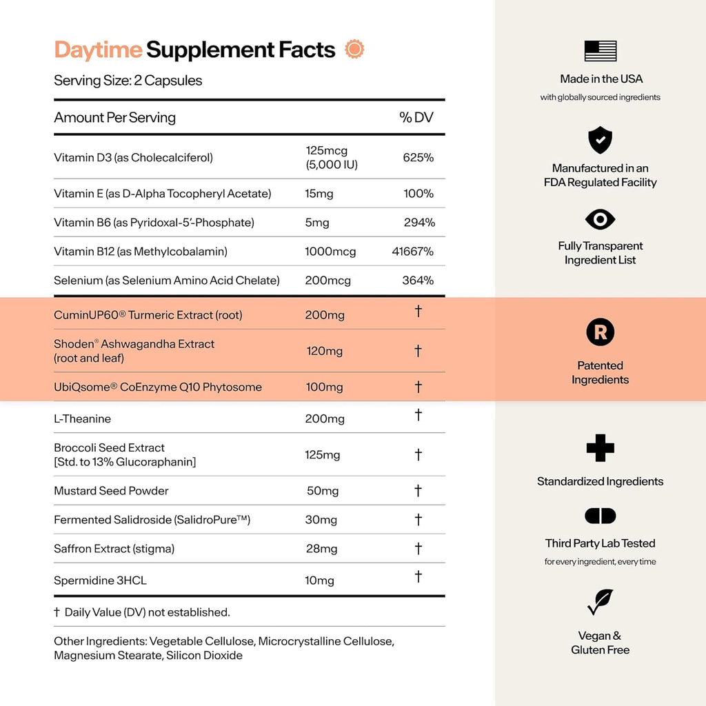 STASIS Daytime Stimulant Support Supplement for Adults with Shoden Ashwagandha, Coq10, Saffron & L Theanine, Daily Energy & Focus Capsules, No Crash, No Brain Fog, Vegan, 25 Servings, Complete Kit
