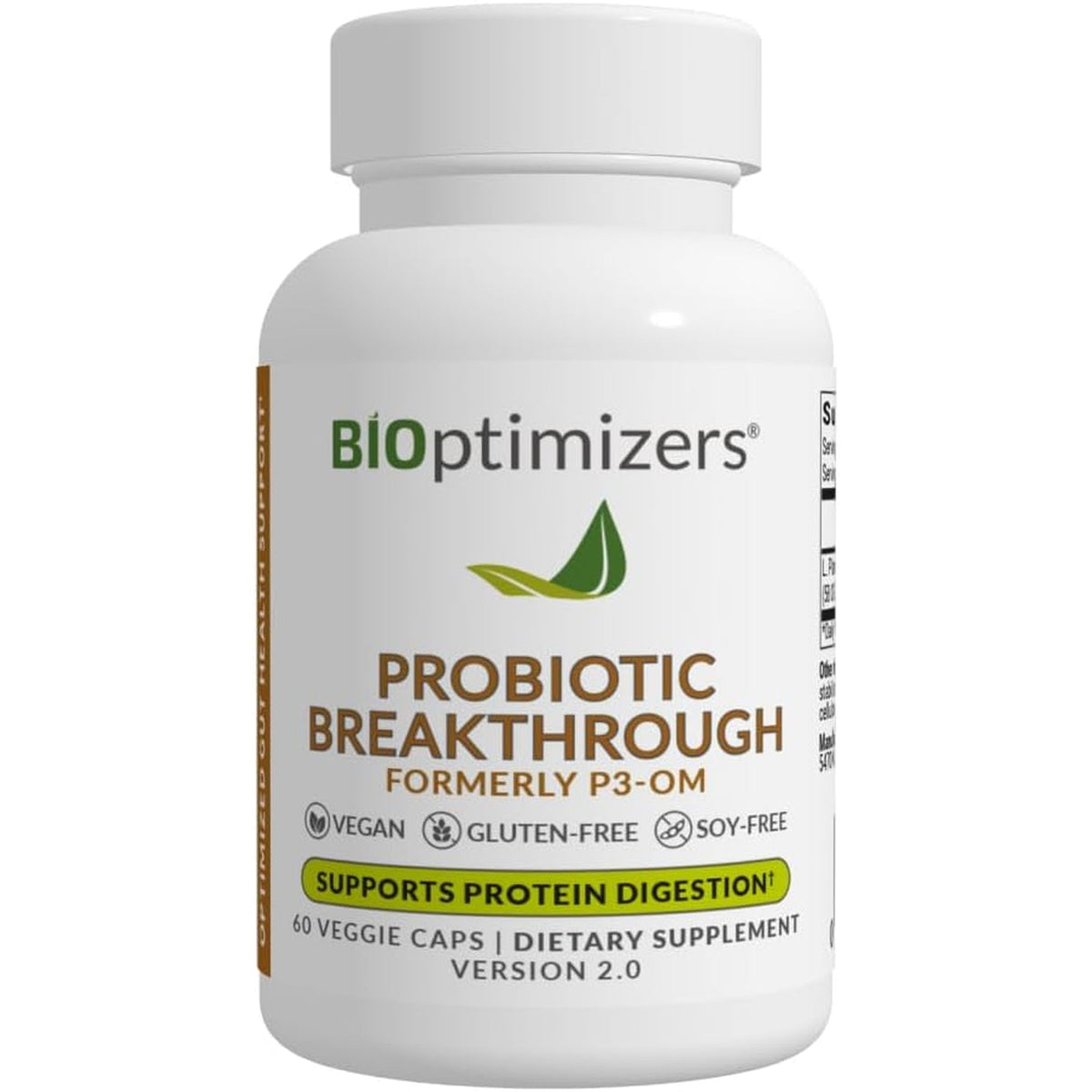 Bioptimizers Probiotic Breakthrough – Lactobacillus Plantarum OM Probiotics & Prebiotics Health Supplement for Gut, Digestive & Immune Support Probiotics for Women Men Elderly– 60 Vegan Capsules