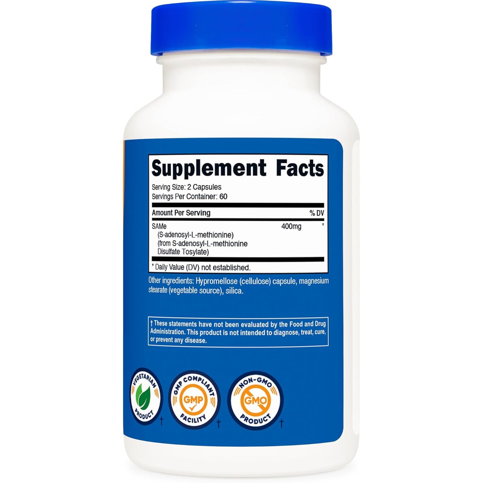 Nutricost Sam-E (S-Adenosyl-L-Methionine) 400Mg per Serving, 60 Servings, 200Mg per Capsule, 120 Capsules - Non-Gmo, Gluten Free Same, Vegetarian