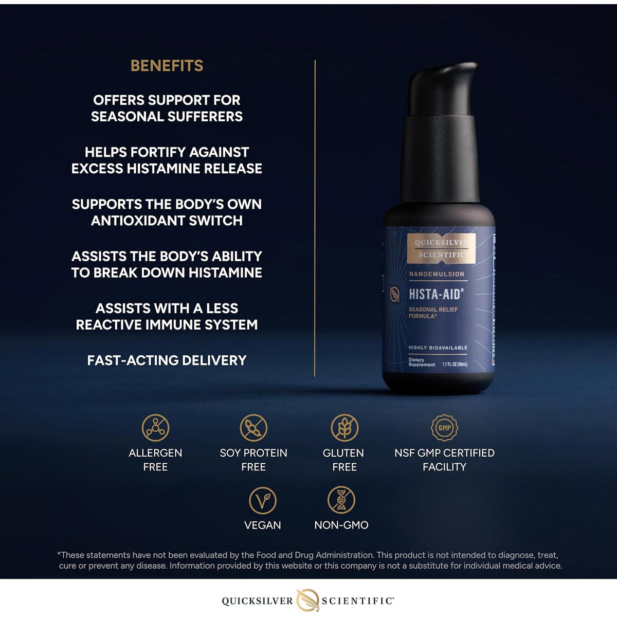 Quicksilver Scientific Nanoemulsified Hista-Aid - Flavonoids to Help Maintain Healthy Histamine Levels - Liposomal Vitamin C, DIM, Luteolin & Quercetin Liquid (50Ml)