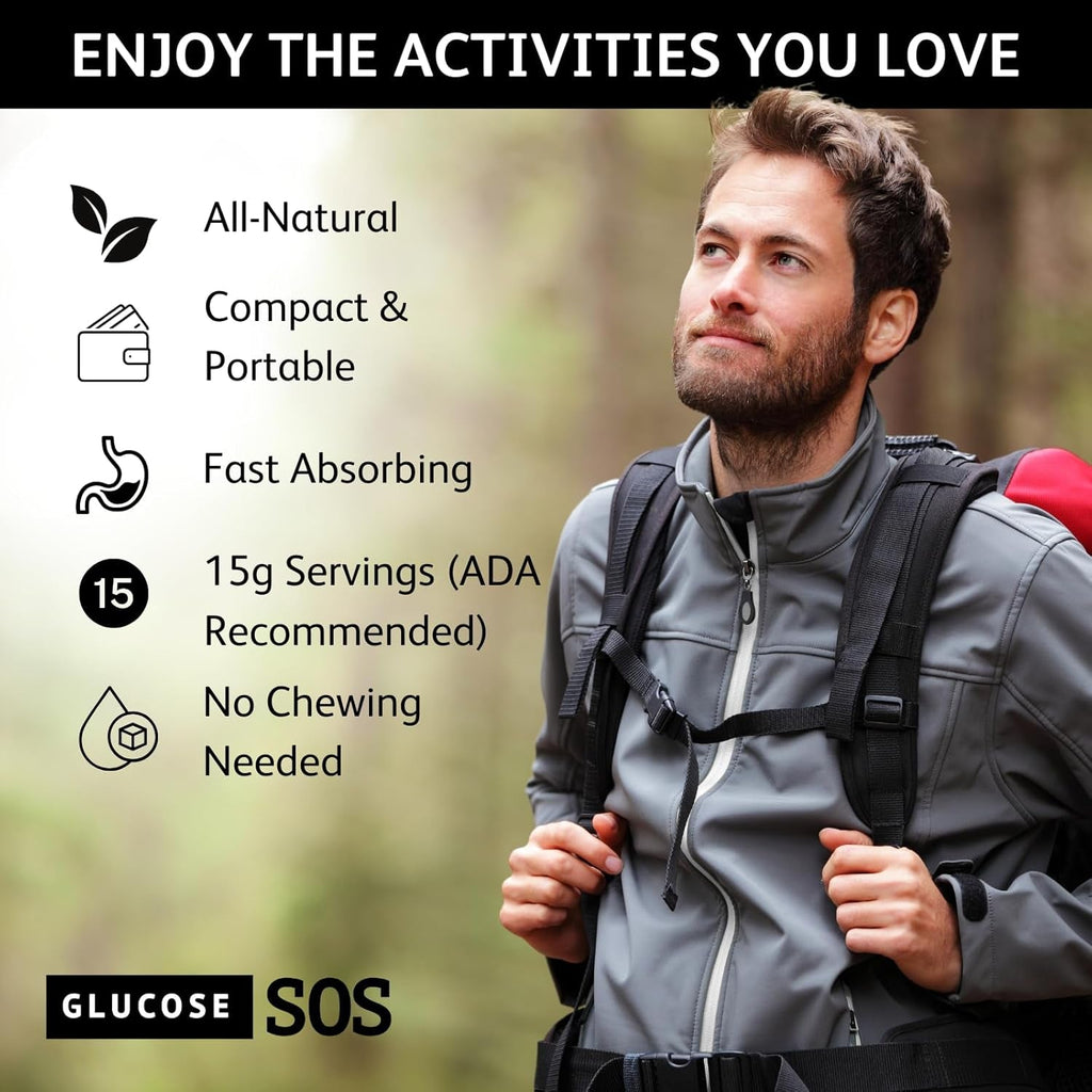 Glucose SOS Glucose Powder Packets with Natural Dextrose, Fast-Absorption That Instantly Dissolves in Your Mouth with No Water Needed, Kiwi Strawberry 6 Servings