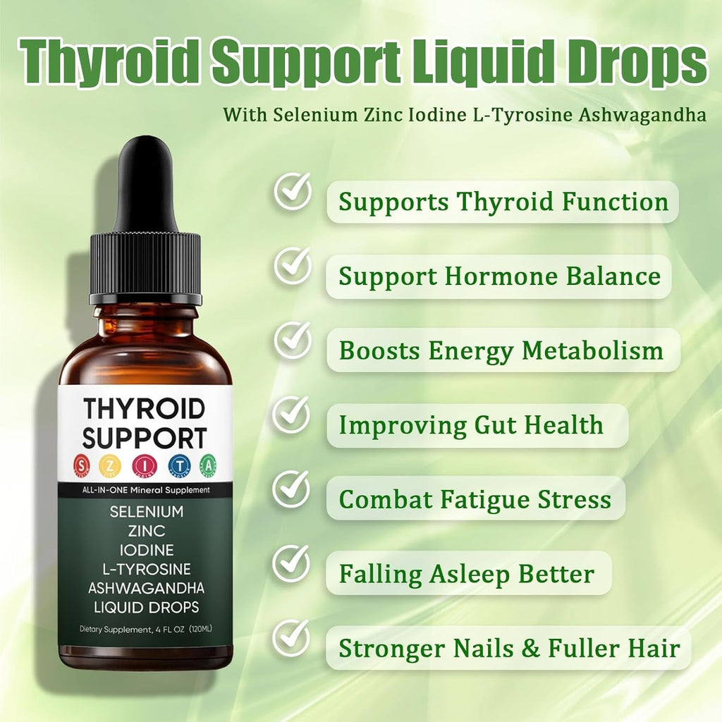 Kindled Thyroid Support Liquid Drops, Actora Thyroid Support Drops with Selenium Zinc Iodine L-Tyrosine Ashwagandha for Hormone Balance - Mood & Energy Supplement - 4 Fl. Oz. (120Ml) (1)