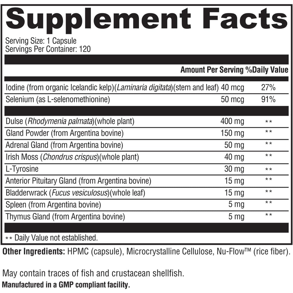 Dr. Westin Childs - Thyroid Glandular+ Freeze Dried, Grass-Fed Bovine Thyroid Support & Endocrine Health Supplement - L-Tyrosine, Selenium, Iodine 120 Ct