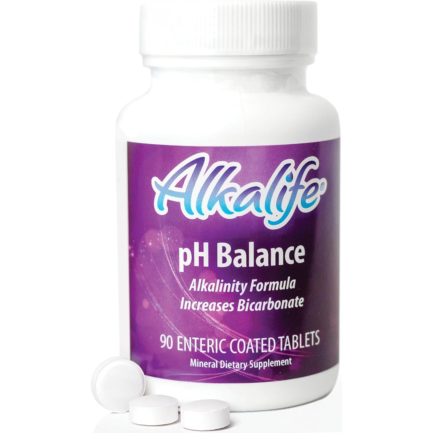 Alkalife Ph Balance Tablets, 1 Pack, Alkaline Mineral Support without the Bottles, Enteric-Coated for Maximum Absorption, Potassium & Sodium Bicarbonate, Immune Support, 90 Tablets (1 Month Supply)