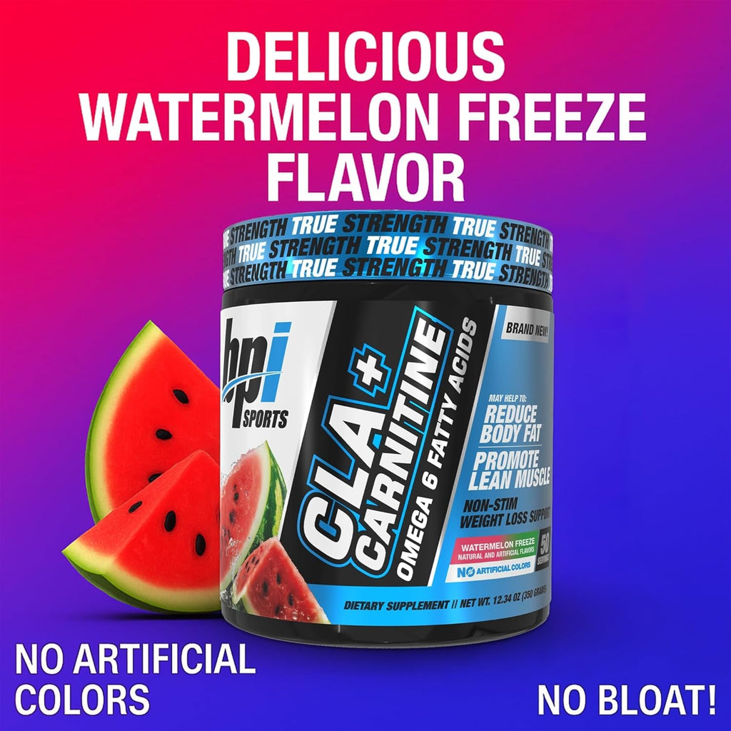 BPI Sports Cla+Carnitine – CLA L Carnitine & Linoleic Acid – L Carnitine Supplement for Weight Loss, Metabolism & Lean Muscle – Caffeine Free – Watermelon – 50 Servings – 12.34 Oz
