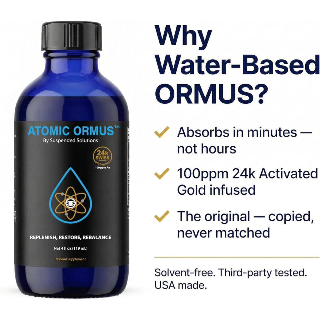 Liquid Monoatomic 24K Gold ORMUS – 4Oz, 24K Gold Platinum Iridium ORMUS, Energetically Enhanced, Memory, Energy, Stamina & Vitality, Vegan Supplement