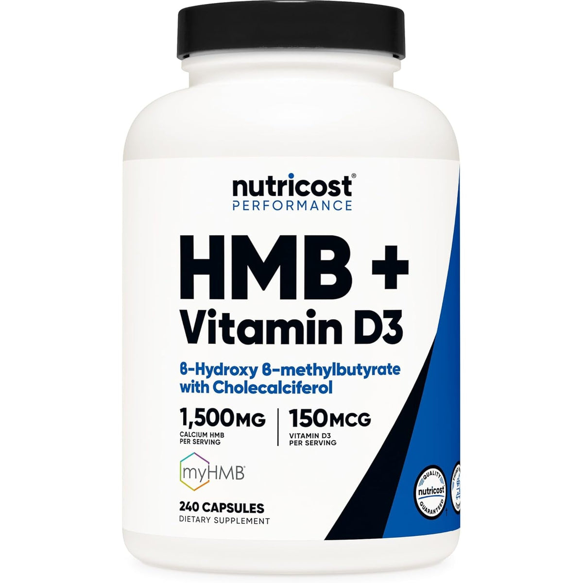 Nutricost HMB (1500Mg) and Vitamin D3 (6000 IU) Supplement - 240 Capsules, 80 Servings - Gluten Free and Non-Gmo