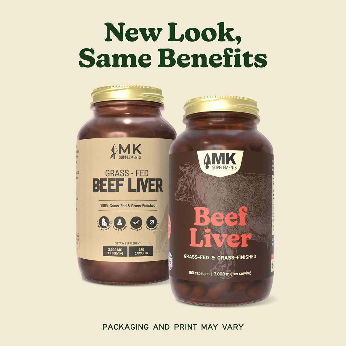 MK Supplements Grass Fed Beef Liver Supplement, Supports Energy Production, Detoxification, Digestion, Immunity and Full Body Wellness, Non-Gmo, Freeze Dried, 30 Servings (3,000 Mg Each)
