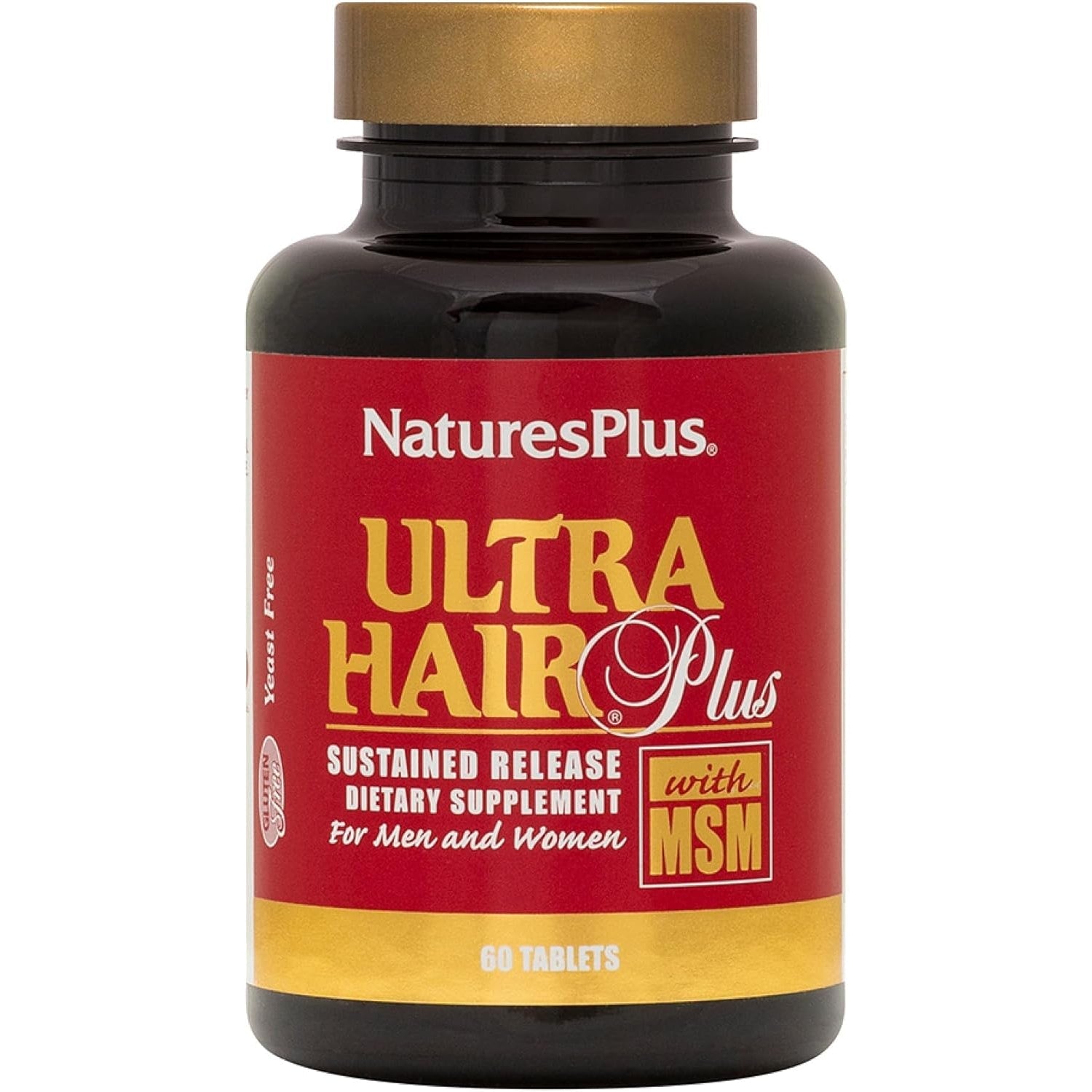 Naturesplus Ultra Hair plus - 60 Sustained Release Tablets - Nutritional Support for Healthy Hair Structure - Gluten Free - 30 Servings