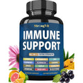 Strongvit Immune Support Supplement 12 in 1 Complex with Vitamin C, D3, Zinc, Echinacea, Elderberry, Ginger, Turmeric. Immune Defend for Men & Women, Non-Gmo, Gluten-Free, Vegan, USA