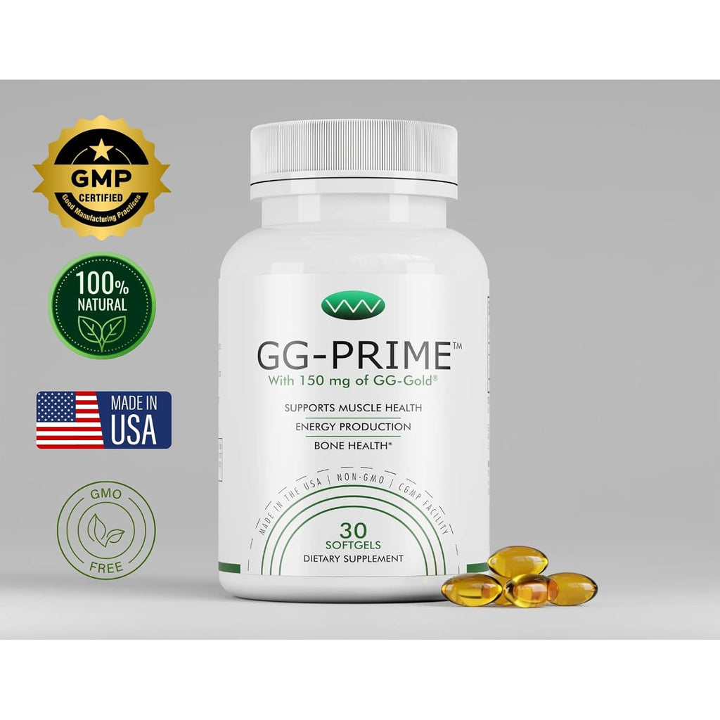 Gg-Prime™ Geranylgeraniol Supplement – 150Mg Gg-Gold® from Annatto – Supports Coq10 Production, Muscle & Bone Health – 30 Softgels