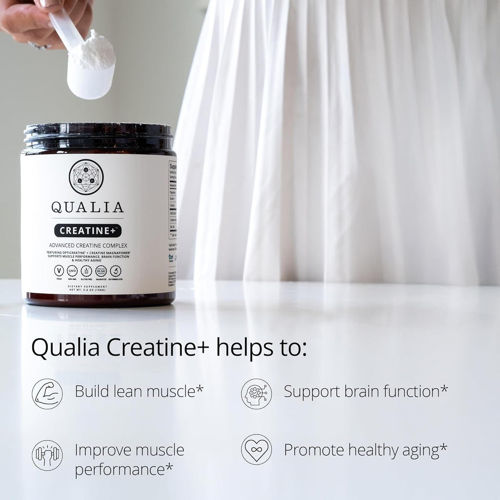 Qualia Creatine | Advanced Creatine Complex | 2 Sources + Magnesium | Optimized Absorption | Muscle Performance, Brain Function, & Healthy Aging (30 Servings)