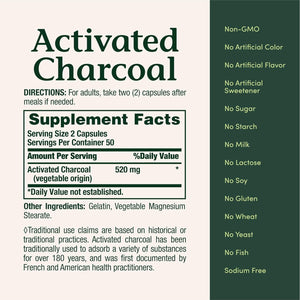Nature'S Bounty Activated Charcoal 260 Mg, 100 Capsules, Dietary Supplement to Support a Healthy Lifestyle