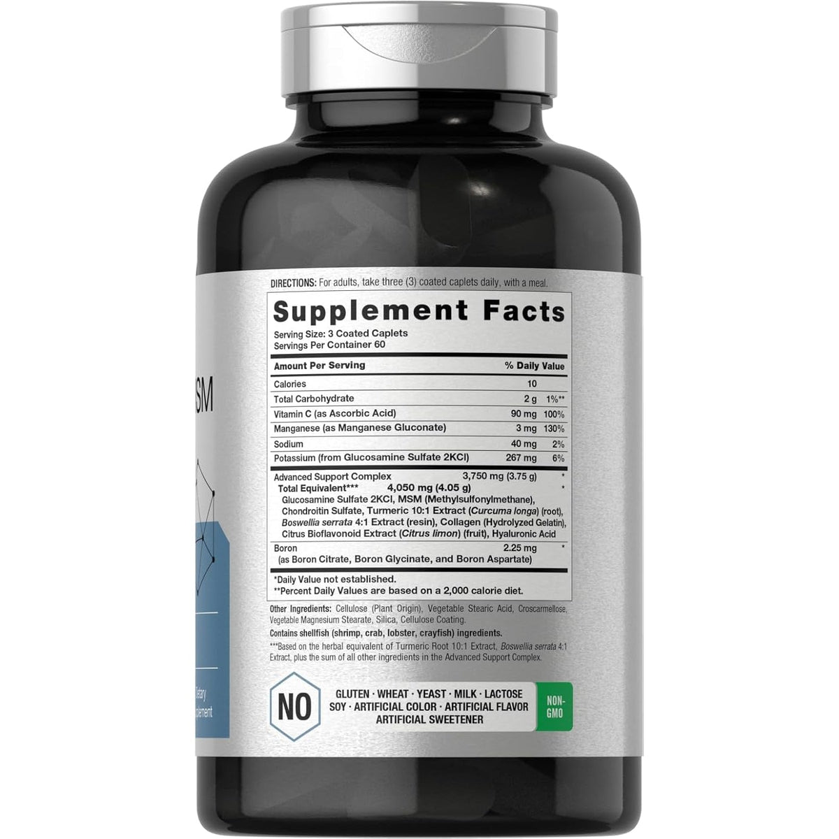 Horbäach Glucosamine Chondroitin MSM | 180 Caplets | with Turmeric | Triple Strength Formula | Non-Gmo & Gluten Free Supplement