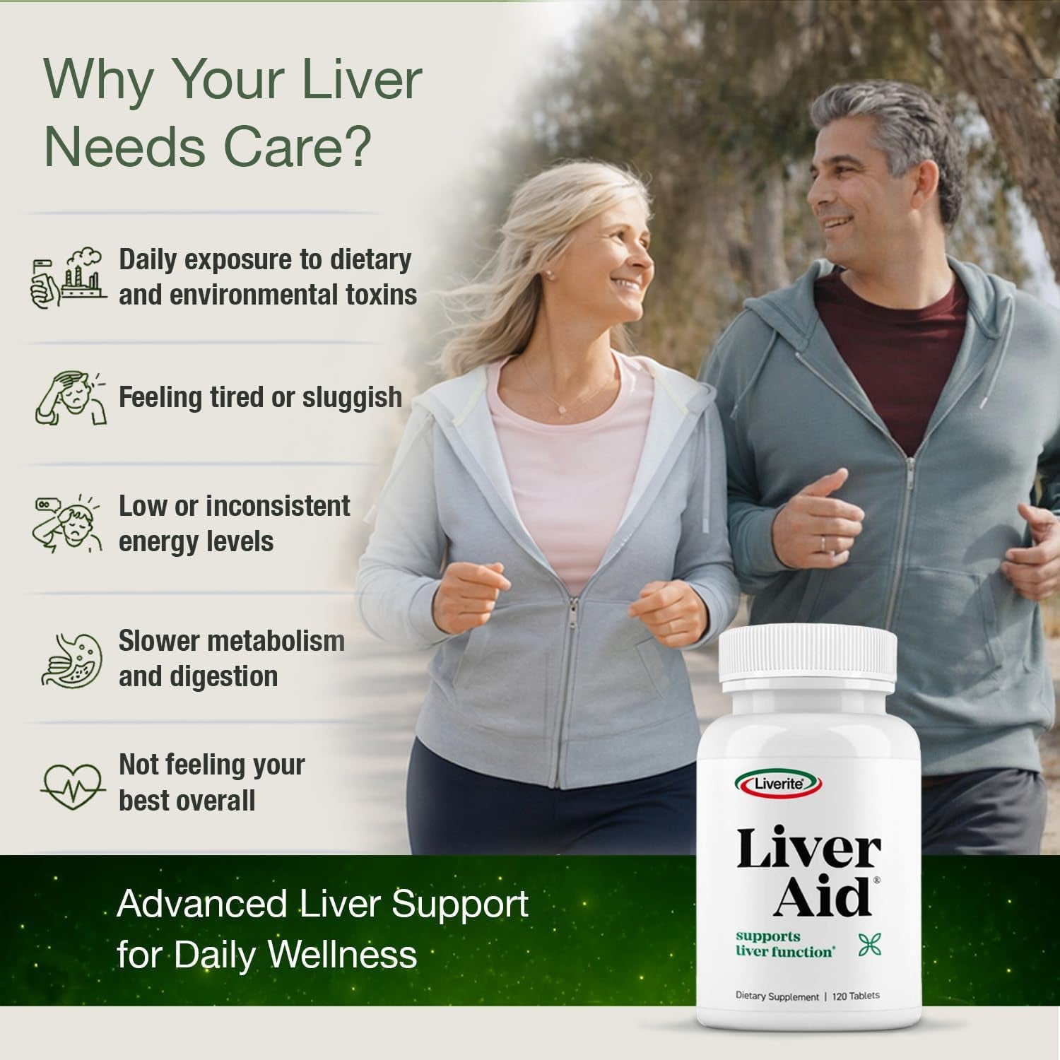 LIVERITE Liver Aid 2-Pack 120 Tablets (Total 240Ct) Supports Healthy Liver Function, Cleansing, Energy & Daily Wellness