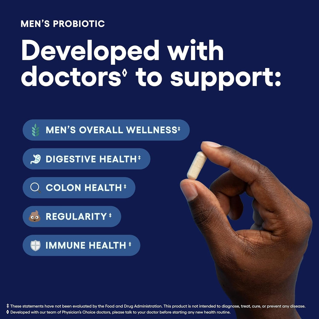 Physician'S Choice Probiotics for Men - 70 Billion CFU - 8 Strains - W/Selenium & Organic Prebiotics - Supports Digestive Health, Microbiome, Colon, & Immune Health - Advanced Men'S Probiotic - 30Ct