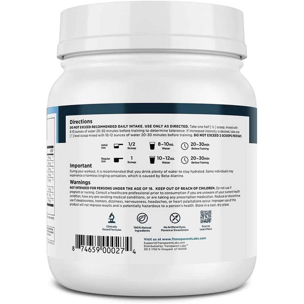 Transparent Labs Lean Pre-Workout - Body Recomposition Pre Workout for Men and Women with Acetyl L-Carnitine, Beta Alanine Powder, & Purcaf Organic Caffeine Powder - 30 Servings, Strawberry Lemonade