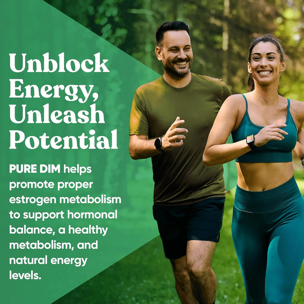DIM Supplement Pure 200 Mg for Women or Men - Estrogen Hormone Balance Supplement for Energy, Fatigue, Stress, Menopause, Hot Flashes - Enhanced Bioavailability Bioperine - 60 Vegan Soft Capsules