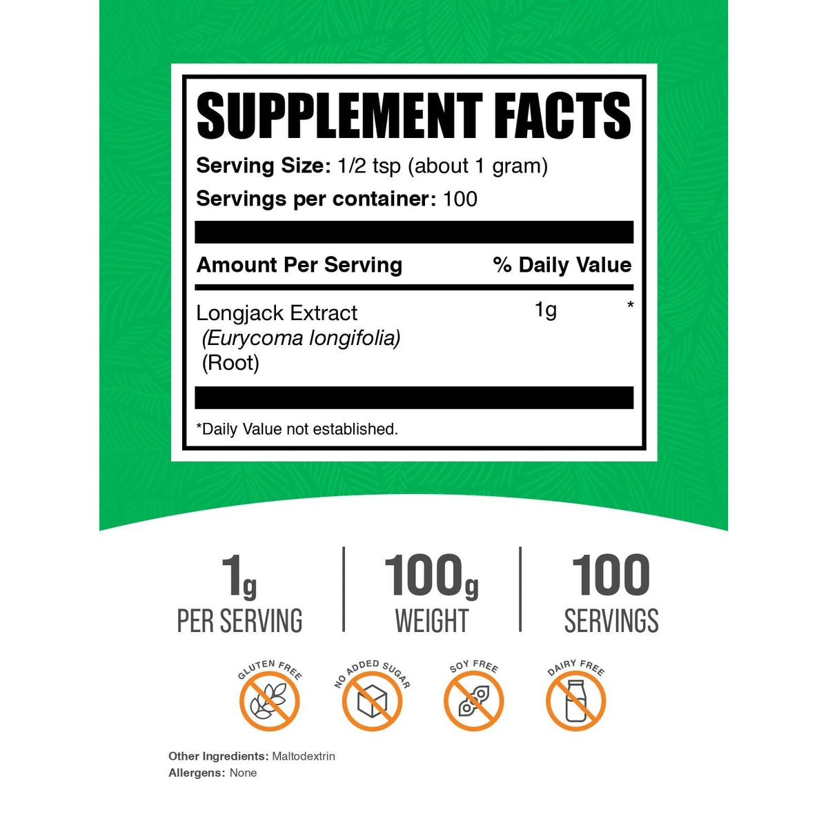 Bulksupplements.Com Longjack Extract Powder - Tongkat Ali Extract, Tongkat Ali for Men & Women - Gluten Free, 1G per Serving, 100G (3.5 Oz) (Pack of 1)
