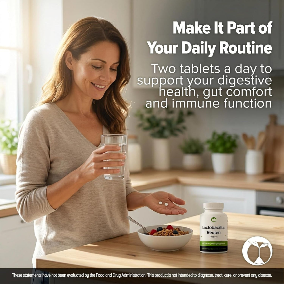 Lactobacillus Reuteri Probiotic 240 Tablets (4 Month Supply) – Researched Strain LR08 – 3 Billion CFU – Digestive Health & Gut Comfort – GMP Certified (240, Lactobacillus Reuteri)