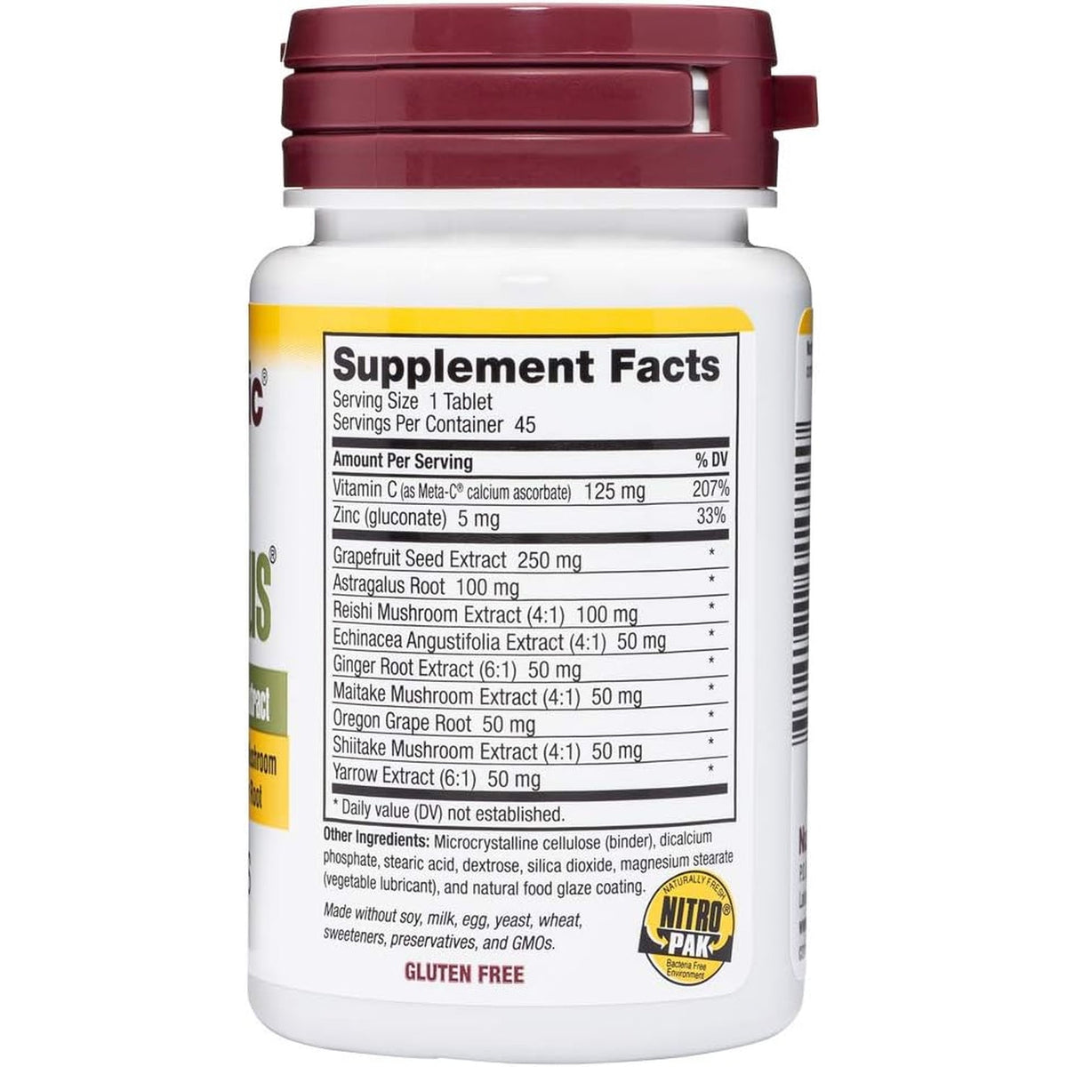 Nutribiotic – Defenseplus, 45 Tablets | 11 in 1 Immune Support with Vitamin C, Zinc, Grapefruit Seed Extract, Echinacea, Astragalus Root & Immune Boosting Extracts & Mushrooms | Vegan & Gluten Free