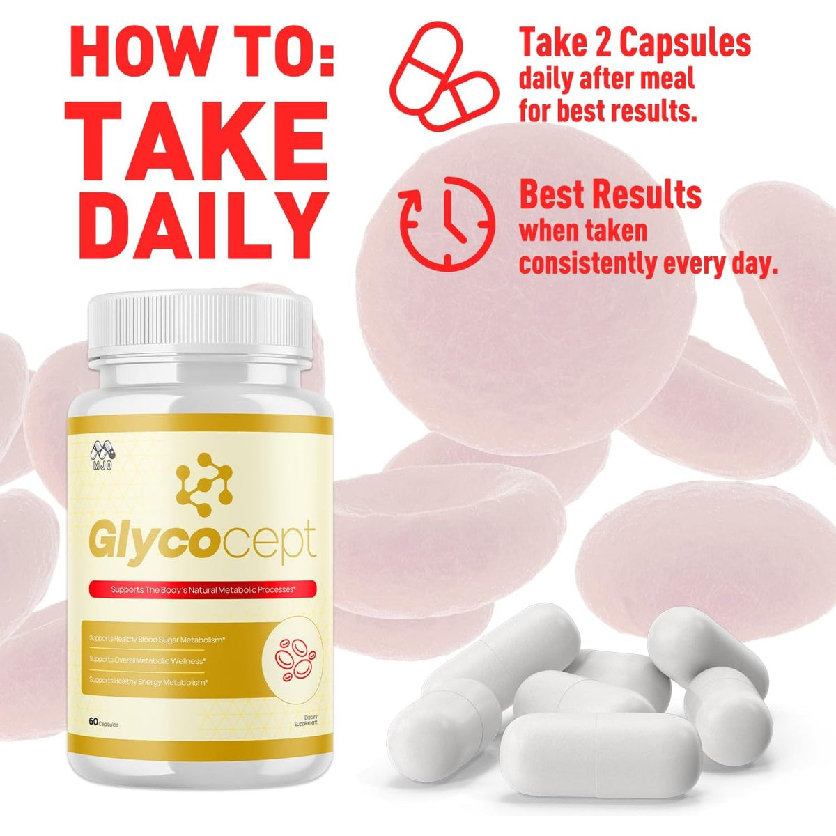 Glycocept Capsules, Official Glycocept Pills with All Natural Ingredients, Advanced Glycocept Capsules Health and Wellness Vitamin Supplement for Maximum Strength Multivitamin Supports (60 Capsules)